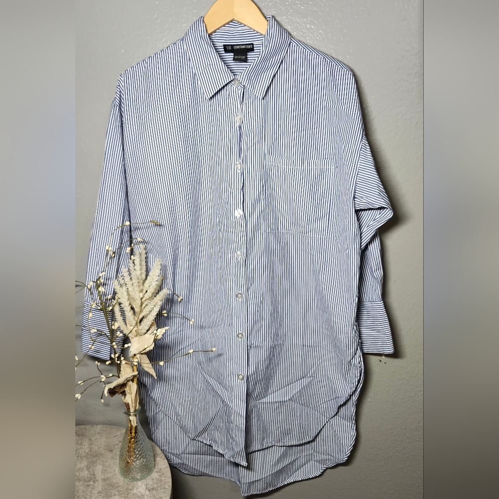 Stylish Blue Striped Men's Button Down Shirt